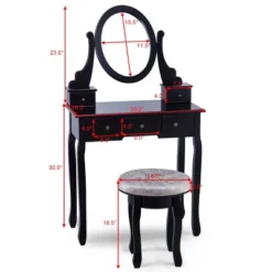 Costway Vanity Table Makeup Table Cushioned Mirror 5 Drawers Black 15 Costway Vanity Table Makeup Table Cushioned Mirror 5 Drawers Black -Furniture Store GUEST 29fc8a84 2f95 4cc4 b1c3 d49d8cda55a3