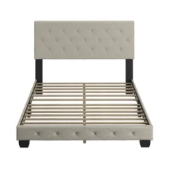 Reese Button Tufted Linen Upholstered Platform Bed Frame - Eco Dream