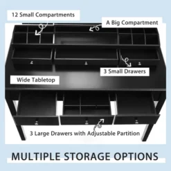 Costway Vanity Table Stool Set Large Tri-folding Lighted Mirror 6 Drawer Dresser WhiteBlack -Furniture Store GUEST 2bda095b 4709 48d5 aeb2 cd1a65f736cc