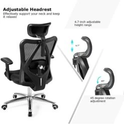 High Back Mesh Office Chair Adjustable Lumbar Support&Headrest Home Study Black -Furniture Store GUEST 2c7fce31 d2c6 40bc 873a dc49f07c8970