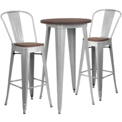 Flash Furniture 24" Round Metal Bar Table Set With Wood Top And 2 Stools -Furniture Store GUEST 2d25539a 38b8 4996 9079 d1604bc653c2
