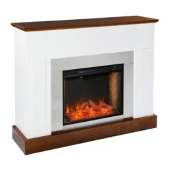 Cerkby Industrial Fireplace White/Dark Tobacco - Aiden Lane