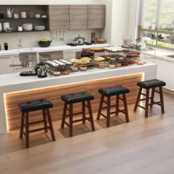 Costway Set Of 2 Upholstered Barstools 24''/29'' Backless Rubberwood Dining Chairs Black&Brown 15 Costway Set Of 2 Upholstered Barstools 24''/29'' Backless Rubberwood Dining Chairs Black&Brown -Furniture Store GUEST 2ef4621b 1f5c 4ece b1a0 da4e3f1652c6