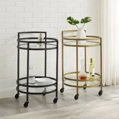 Bailey Round Bar Cart Matte Black - Crosley -Furniture Store GUEST 32996643 975a 49f1 9506 c05586400766