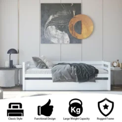 Costway Twin Size Trundle Daybed Wooden Slat Support Mattress Platform For Kids EspressoWhite 19 Costway Twin Size Trundle Daybed Wooden Slat Support Mattress Platform For Kids EspressoWhite -Furniture Store GUEST 32f772a2 d710 4cbb bb38 80d57995f74f