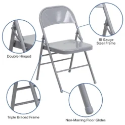 Emma And Oliver 4 Pack Triple Braced & Double Hinged Metal Folding Chair -Furniture Store GUEST 35386593 6d28 41e1 870a 797d7f73cb58