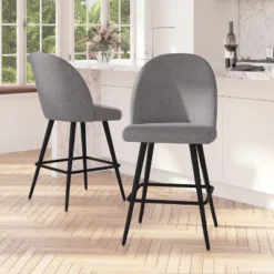 Merrick Lane Set Of 2 Modern Armless Counter Stools With Contoured Backs, Steel Frames, And Integrated Footrests -Furniture Store GUEST 35f1708a 993c 4f70 8bc0 eacc8dde99b5