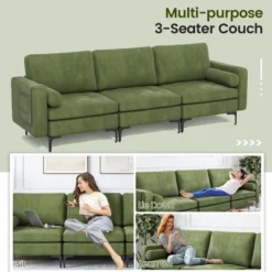Costway Modern Modular 3-Seat Sofa Couch W/ Side Storage Pocket & Metal Legs Army Green 17 Costway Modern Modular 3-Seat Sofa Couch W/ Side Storage Pocket & Metal Legs Army Green -Furniture Store GUEST 36f5337c 539a 44c1 928c 2716825f83f6