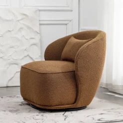 Boucle Upholstered Swivel Barrel Chair - Kinwell -Furniture Store GUEST 37db4576 c2b1 4d40 8394 d860be9d818a