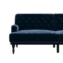 Lyla Upholstered Velvet Futon Blue - Room & Joy -Furniture Store GUEST 38120311 a001 4f4a 8c47 ae34f89ea3e0