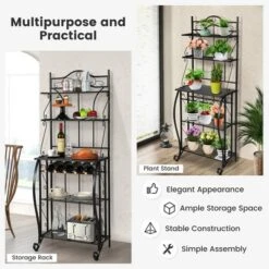 Costway 5-Tier Metal Kitchen Bakers Rack Microwave Storage Rack Oven Stand With Wine Organizer 17 Costway 5-Tier Metal Kitchen Bakers Rack Microwave Storage Rack Oven Stand With Wine Organizer -Furniture Store GUEST 385f5c52 8955 4700 929d 8f7656e70168