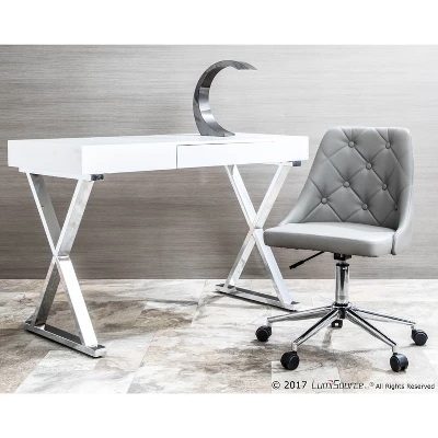 Luster Contemporary Desk White - LumiSource 3 Luster Contemporary Desk White - LumiSource