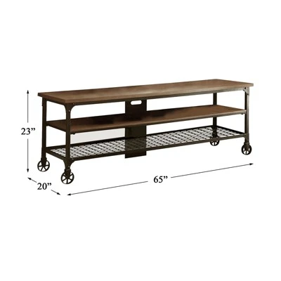 Millwood Metal TV Stand In Natural And Black - Lexicon 3 Millwood Metal TV Stand In Natural And Black - Lexicon