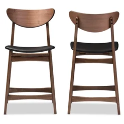 24" Latina Mid - Century Modern Faux Leather Upholstered Wood Finishing Counter Height Barstool Black - Baxton Studio 6 24" Latina Mid - Century Modern Faux Leather Upholstered Wood Finishing Counter Height Barstool Black - Baxton Studio -Furniture Store GUEST 39fb543c 4153 476a 838a 65caf90d0c32