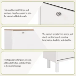 Narrow Design Shoe Cabinet With 3 Flip Drawers, 3 Hooks And Adjustable Panels - ModernLuxe -Furniture Store GUEST 3a51c974 bd25 45cf 9162 574abe91293a