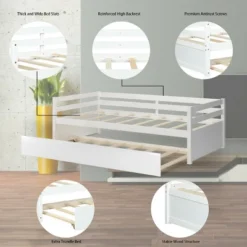 Costway Twin Size Trundle Daybed Wooden Slat Support Mattress Platform For Kids EspressoWhite 20 Costway Twin Size Trundle Daybed Wooden Slat Support Mattress Platform For Kids EspressoWhite -Furniture Store GUEST 3a6b93bb e611 4da1 aa5b 42cda8ec0016