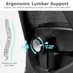 High Back Mesh Office Chair Adjustable Lumbar Support&Headrest Home Study Black -Furniture Store GUEST 3b765b74 5cd9 4c14 8384 2ee46af70d28