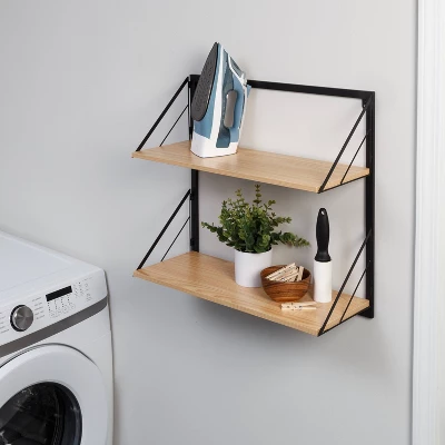 Honey-Can-Do 2 Tier Laundry Shelf With Wood Light Oak 8 Honey-Can-Do 2 Tier Laundry Shelf With Wood Light Oak - Image 6