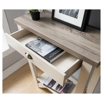 Risa Contemporary 1 Drawer Console Table Ivory /Light Oak - HOMES: Inside + Out 4 Risa Contemporary 1 Drawer Console Table Ivory /Light Oak - HOMES: Inside + Out - Image 2