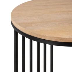 Modern Metal Bar Round Side Table Coastal Oak/Black ­ Saracina Home -Furniture Store GUEST 3ee4bc6b f08d 4c8f 8b79 664373dd3014
