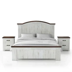 3pc Willow Rustic Bedroom Set With 2 Nightstands Distressed White/Walnut - HOMES: Inside + Out -Furniture Store GUEST 3f30f2db a4ec 405e a596 3749761e551f