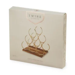 Twine Pyramid 6 Bottle Wood Wine Rack, Holds 6 Standard Wine Bottles, Wood Base, Gold -Furniture Store GUEST 3f543b8b 870d 45cd 912d e56dda6b95e5