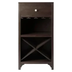 X-Shelf Drawer Wine Cabinet Wood/Coffee - Winsome