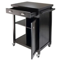 Timber Kitchen Cart With Wainscoting Panel Wood/Black - Winsome