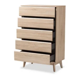 Mirren Light Oak 5 Drawer Chest Brown/Dark Gray - Baxton Studio -Furniture Store GUEST 40695f3a 3ce1 4bf7 9207 61e59ee24e42