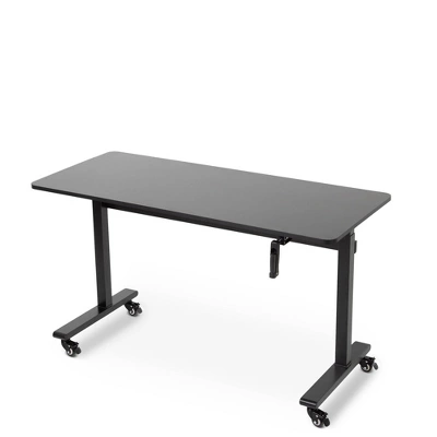 Tranzendesk Standing Desk with Front Handle And Detachable Wheels - 55” Sit To Stand Workstation – Black – Stand Steady 3 Tranzendesk Standing Desk with Front Handle And Detachable Wheels - 55” Sit To Stand Workstation – Black – Stand Steady