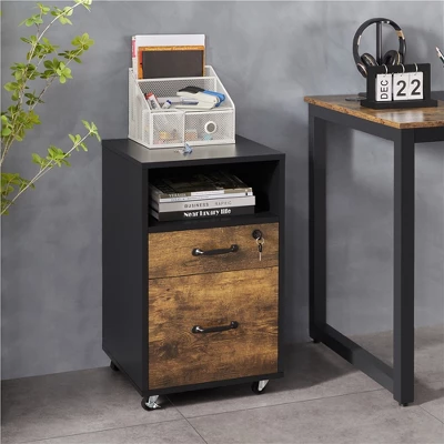 Yaheetech 2-Drawer And 1-Open Shelf Mobile Letter Size Rolling File Cabinet For Home And Office 3 Yaheetech 2-Drawer And 1-Open Shelf Mobile Letter Size Rolling File Cabinet For Home And Office