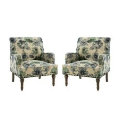 Set Of 2 Reggio Traditional Wooden Upholstered Armchair With Floral Patterns And Nailhead Trim | ARTFUL LIVING DESIGN 31 Set Of 2 Reggio Traditional Wooden Upholstered Armchair With Floral Patterns And Nailhead Trim | ARTFUL LIVING DESIGN -Furniture Store GUEST 421ceae8 b970 4987 bfba e48569fd476b