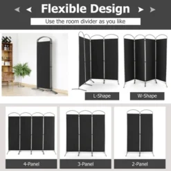 Costway 4 Panels Folding Room Divider 6 Ft Tall Fabric Privacy Screen Black/Brown/Grey/White -Furniture Store GUEST 43b847ee 2662 4dde 86e2 8e829dd1086a