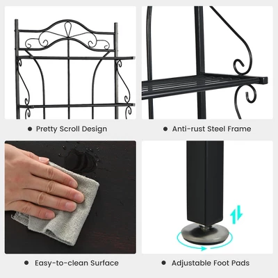 Costway 5-Tier Metal Kitchen Bakers Rack Microwave Storage Rack Oven Stand With Wine Organizer 6 Costway 5-Tier Metal Kitchen Bakers Rack Microwave Storage Rack Oven Stand With Wine Organizer - Image 4