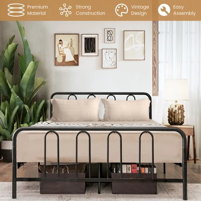 Costway Stylish Full Size Metal Bed Frame Platform Bed Base W/ Headboard & Footboard 10 Costway Stylish Full Size Metal Bed Frame Platform Bed Base W/ Headboard & Footboard - Image 8