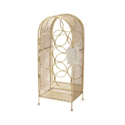 Twine Trellis Wine Rack, Holds 7 Bottles, Gold Countertop Wine Storage, Cast Iron -Furniture Store GUEST 44602673 732e 44ac 9ed3 9a0bee96f1dd