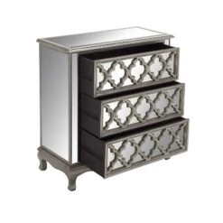 Glam Quatrefoil Mirror And Wood Storage Chest Gray - Olivia & May -Furniture Store GUEST 461d0284 6bb1 4a40 a2a3 b27decbda706