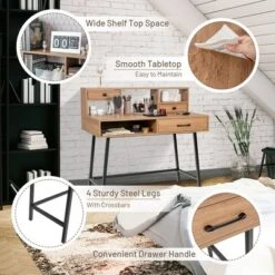 Costway Makeup Vanity Table Computer Writing Desk Storage With Drawer Shelf Industrial -Furniture Store GUEST 46735034 00b1 4f0f 8d32 0da8d4c25923