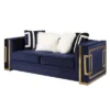 80" Virrux Loveseat Blue Velvet/Gold Finish - Acme Furniture -Furniture Store GUEST 468df907 5be8 4a22 9c17 7c3e7e817c4a