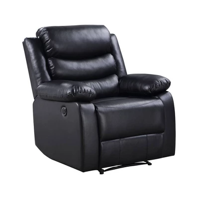 39" Eilbra PU Recliner Sofa Black- Acme Furniture 3 39" Eilbra PU Recliner Sofa Black- Acme Furniture