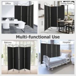 Costway 4 Panels Folding Room Divider 6 Ft Tall Fabric Privacy Screen Black/Brown/Grey/White -Furniture Store GUEST 48e7ddda 3ad1 4926 b1b5 6a648760a4bb