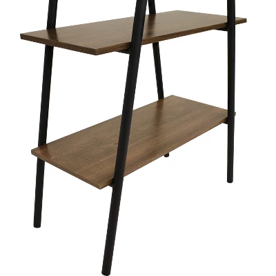 Sunnydaze Decor Sunnydaze 4-Shelf Industrial-Style Ladder Bookshelf - MDP With Powder-Coated Steel Frame - Brown 7 Sunnydaze Decor Sunnydaze 4-Shelf Industrial-Style Ladder Bookshelf - MDP With Powder-Coated Steel Frame - Brown - Image 5