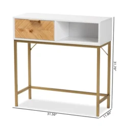 Giona Two-Tone Wood And Metal 1 Drawer Console Table White/Gold - Baxton Studio 19 Giona Two-Tone Wood And Metal 1 Drawer Console Table White/Gold - Baxton Studio -Furniture Store GUEST 4a0c4e75 c377 44b5 883f 32afeb2f6056