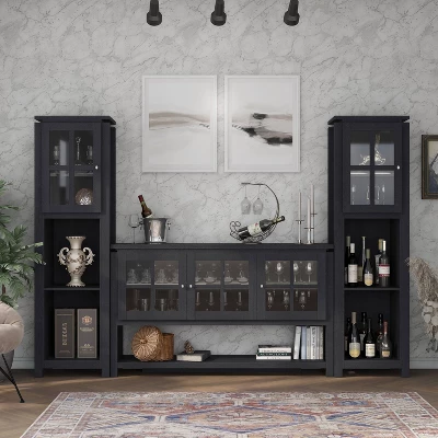 3pc Torrey TV Stand And Media Tower Set Black - HOMES: Inside + Out 3 3pc Torrey TV Stand And Media Tower Set Black - HOMES: Inside + Out