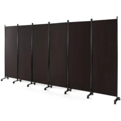 Costway 6-Panel Folding Room Divider 6FT Rolling Privacy Screen With Lockable Wheels Black/Brown/Grey/White -Furniture Store GUEST 4a33beee bb2e 4b88 8a37 b80ebdffd8d8