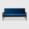 Sorrento Velvet Upholstered Wooden 3 Seater Sofa Navy Blue/Brown - Baxton Studio -Furniture Store GUEST 4a6dfaf9 94e8 43b0 875f c5b855c652f8