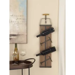 Industrial Wood Wall Wine Rack Brown - Olivia & May