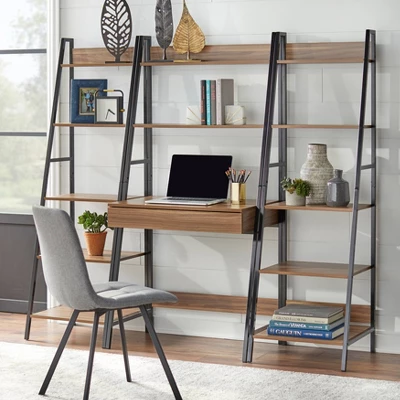 3pc Denton Ladder Desk And Shelf Walnut/Black - Buylateral 3 3pc Denton Ladder Desk And Shelf Walnut/Black - Buylateral