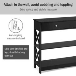 Costway Console Table Drawer Shelves Sofa Accent Table Entryway Hallway Black/White -Furniture Store GUEST 4c711efc 2292 476c 92fd fd5513601ece