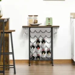 HOMCOM 24-Bottle Industrial Modern Wine Rack Table, Freestanding 6 Tier Wine Bottle Organizer With Glass Stemware Holder , Natural / Black 8 HOMCOM 24-Bottle Industrial Modern Wine Rack Table, Freestanding 6 Tier Wine Bottle Organizer With Glass Stemware Holder , Natural / Black -Furniture Store GUEST 4ced283d 78b8 4a49 a6d2 97b2c3e77670